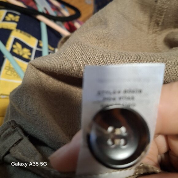 Lulu's Loose Fit Tan Linen Blend Overalls For Women With Adjustable Strap Button - Picture 10 of 10